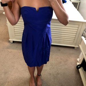 Midnight Blue Strapless Silk Dress